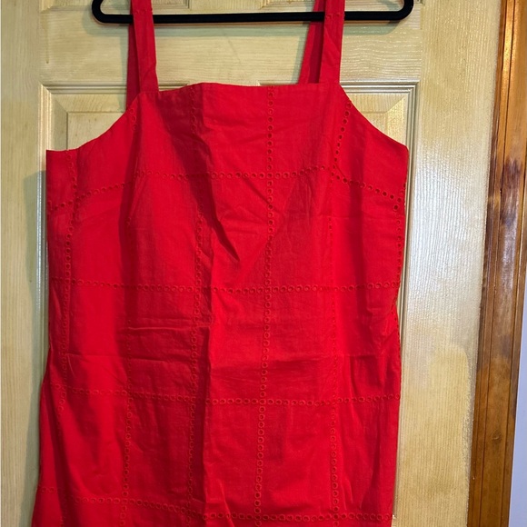 Banana Republic Women's Eyelet Mini Dress Size XL Cadmium Red New with Tags NWT - Picture 2 of 11